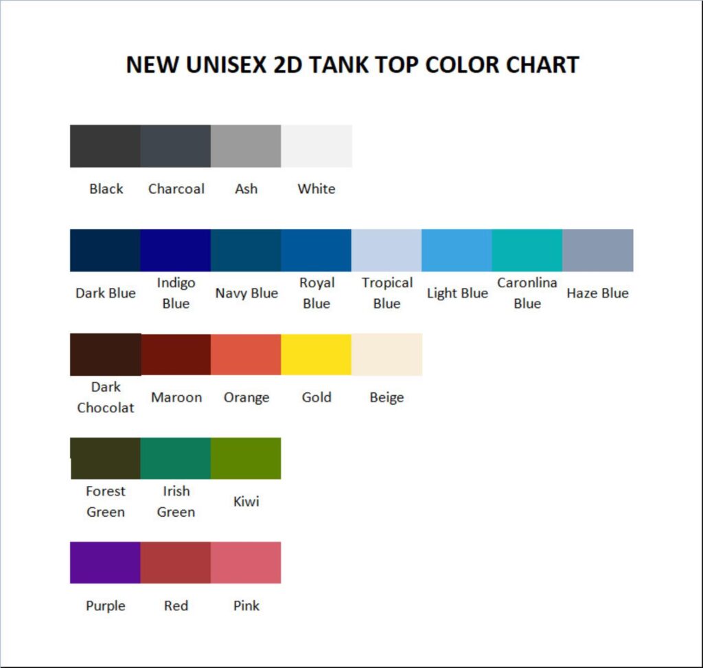 tank top color chart - Military Gifts World