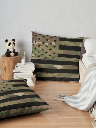 U.S. Flag: Military Camouflage Throw Pillow Official Military Merch