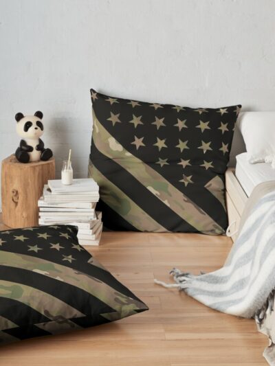 U.S. Flag: Military Camouflage Throw Pillow Official Military Merch