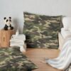 Military Green Camo Camouflage Print Throw Pillow Official Military Merch