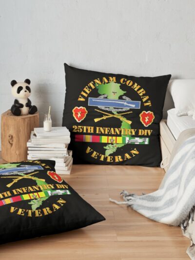 Military - Vietnam Combat Infantry Veteran W 25Th Inf Div Ssi V1 Throw Pillow Official Military Merch