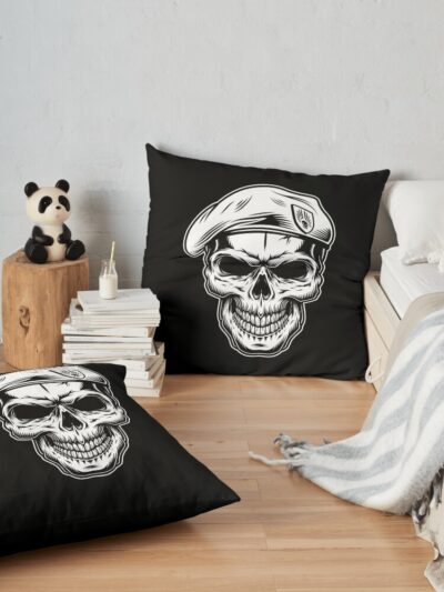 Military Skull Throw Pillow Official Military Merch