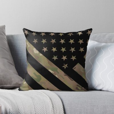 U.S. Flag: Military Camouflage Throw Pillow Official Military Merch