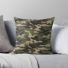 Military Green Camo Camouflage Print Throw Pillow Official Military Merch