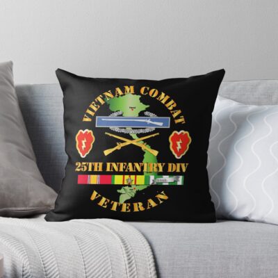 Military - Vietnam Combat Infantry Veteran W 25Th Inf Div Ssi V1 Throw Pillow Official Military Merch