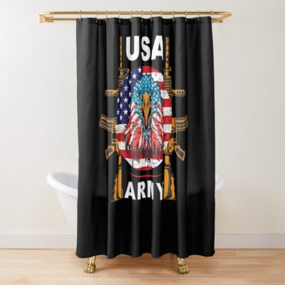 Usa Military T-Shirt Design. Shower Curtain Official Military Merch