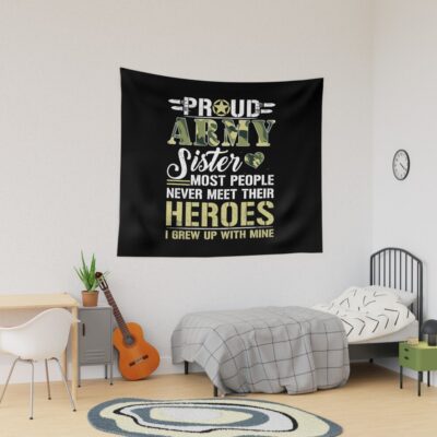 Proud Military Sister Gift - Military Sis Veterans Day Tapestry Official Military Merch