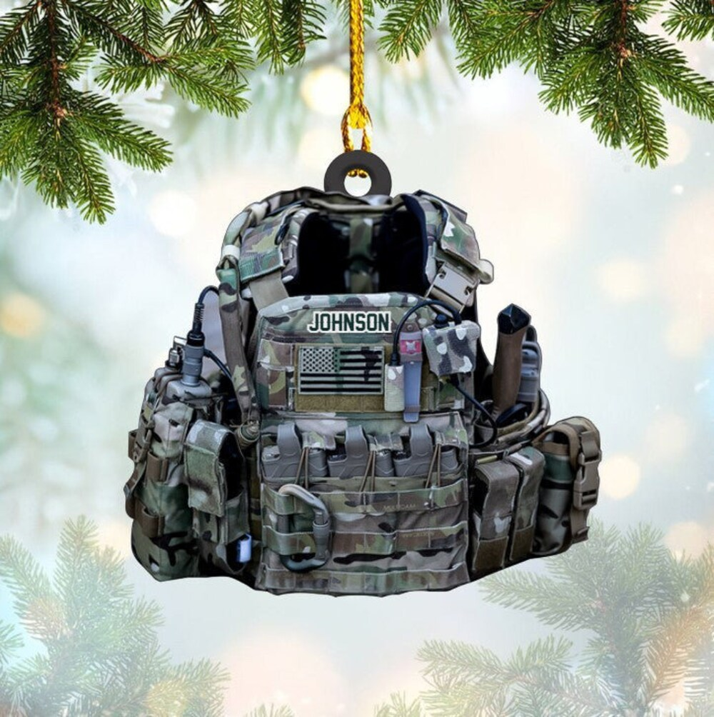 Personalized Military Combat Vest Custom Shape Ornament